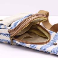 Sac Bandoulière Coton Naturel - Bleu & Blanc