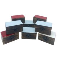 Boîte à Pilules en Bois 9x5x4cm - Couleurs Céramiques Solides - Assortis