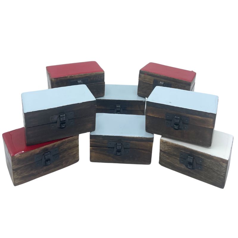 Boîte à Pilules en Bois 9x5x4cm - Couleurs Céramiques Solides - Assortis