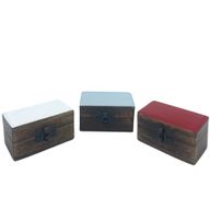 Boîte à Pilules en Bois 9x5x4cm - Couleurs Céramiques Solides - Assortis