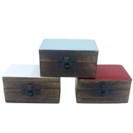 Boîte à Pilules en Bois 9x5x4cm - Couleurs Céramiques Solides - Assortis