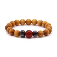 Bracelet de Chakra Racine en Cèdre avec Jaspe Rouge