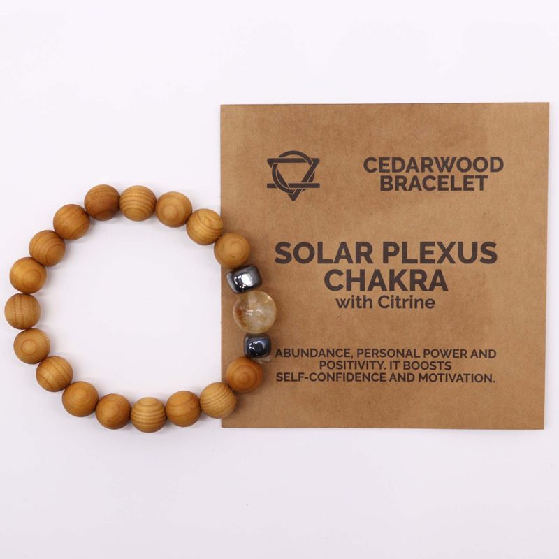Bracelet de Chakra du Plexus Solaire en Cèdre avec Citrine