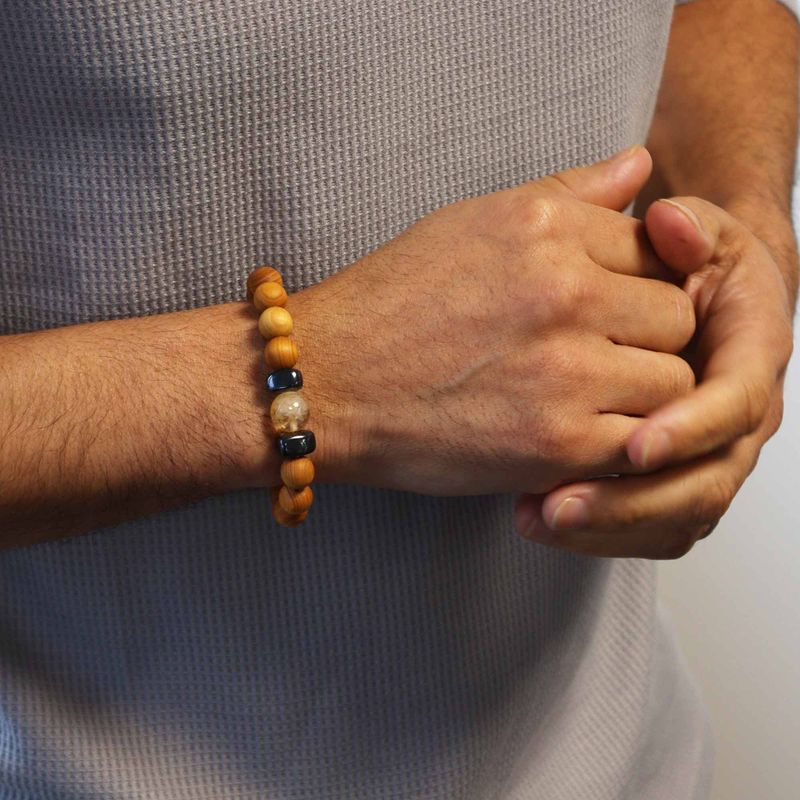 Bracelet de Chakra du Plexus Solaire en Cèdre avec Citrine