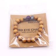 Bracelet de Chakra du Troisième Oeil en Cèdre avec Améthyste