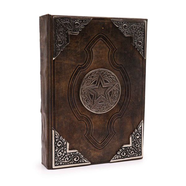 Livre Heafty Brown Tan - Décor Pentagone en Zinc - 200 pages à bords pontés - 26x18cm