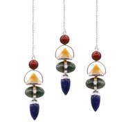 Pendule en Gemme 4 éléments - Jaspe rouge, Aventurine jaune, Agate mousse, Sodalite et Pierre de lune