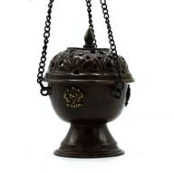 Brûleur d'encens tibétain en cuivre - Suspension classique