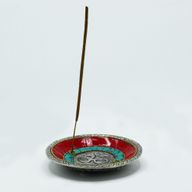 Assiette Om Décor Tibétain Porte-Cône et Bâton