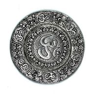 Porte-encens rond Om en aluminium poli 11 cm