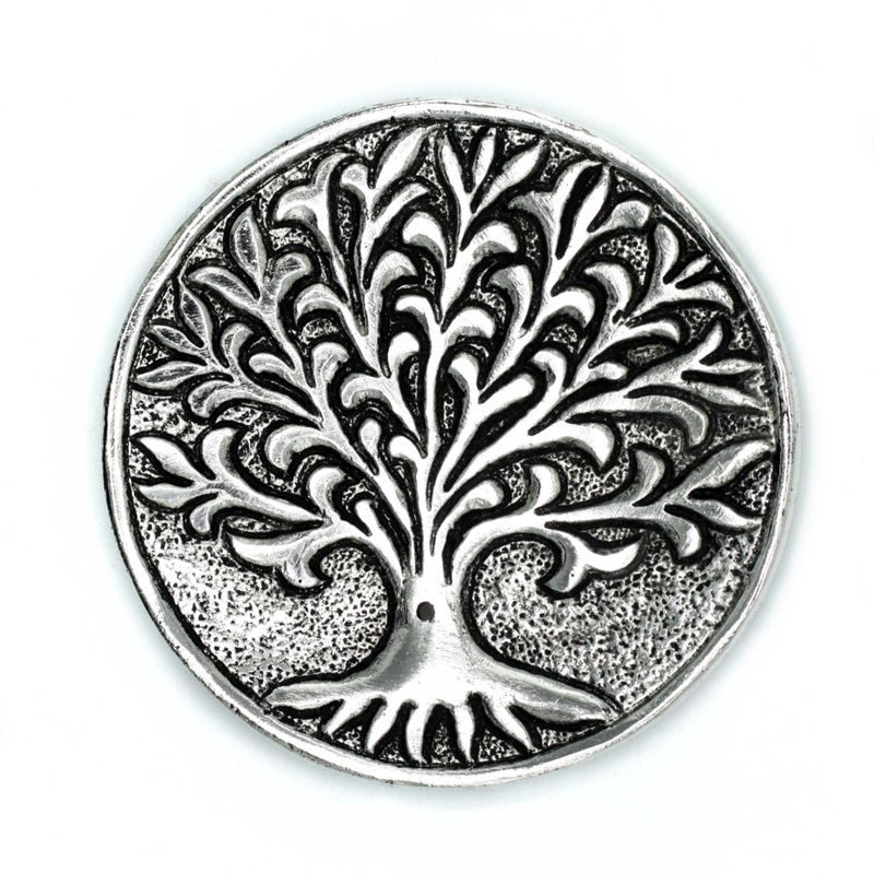 Porte-encens Arbre de Vie en Aluminium Poli 10cm