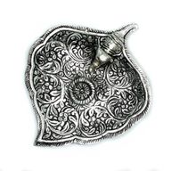 Porte-encens feuille d'éléphant en aluminium poli 11 cm