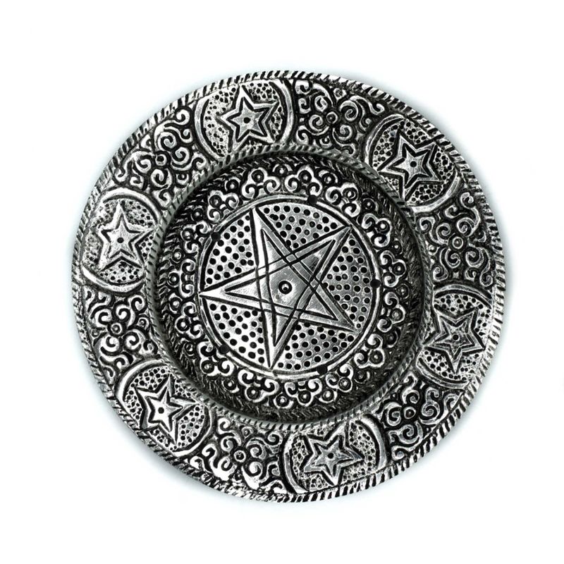 Porte-encens Pentagone en aluminium poli 11,5 cm