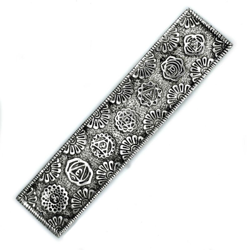 Porte-encens long Chakra en aluminium poli 23 cm