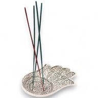 Porte-encens Hamsa en aluminium poli grand modèle 18x13cm