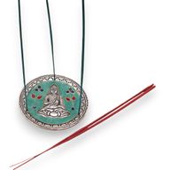 Porte-encens décor Bouddha vert 10cm