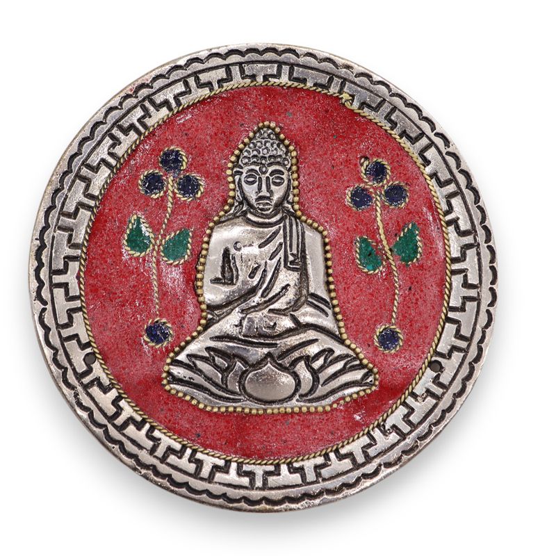 Porte-encens décor Bouddha rouge 10cm