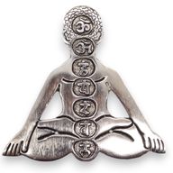 Porte-encens Yoga des 7 chakras en aluminium poli 12x12cm