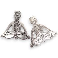 Porte-encens Yoga des 7 chakras en aluminium poli 12x12cm