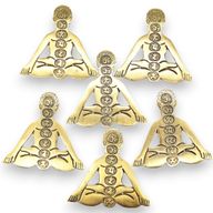 Porte-encens Yoga des 7 chakras en aluminium doré 12x12cm