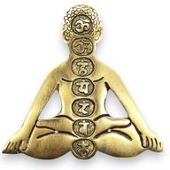 Porte-encens Yoga des 7 chakras en aluminium doré 12x12cm