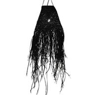 Abat-jour suspendu tressé noir en Doum - 20x15 cm
