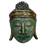 Tête de Bouddha Décoration d'Intérieur - 25 cm - Finition Vert Brillant