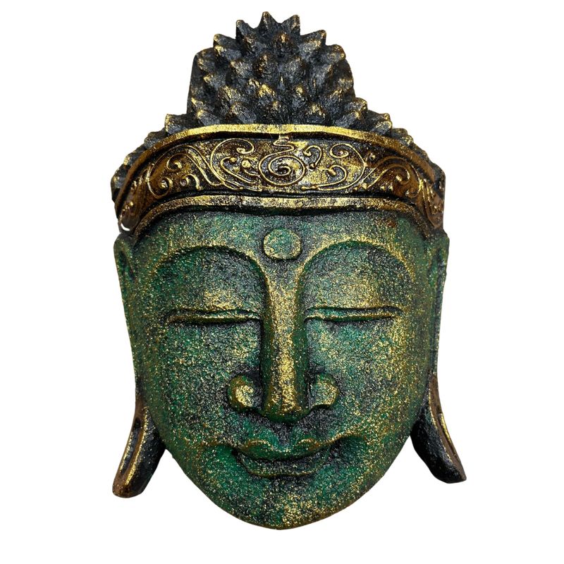 Tête de Bouddha Décoration d'Intérieur - 25 cm - Finition Vert Brillant
