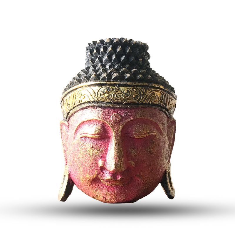 Tête de Bouddha Décoration d'Intérieur - 25 cm - Finition Rouge Brillant