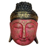 Tête de Bouddha Décoration d'Intérieur - 25 cm - Finition Rouge Brillant