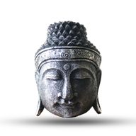 Tête de Bouddha Décoration d'Intérieur - 25 cm - Finition Argenté Brillant