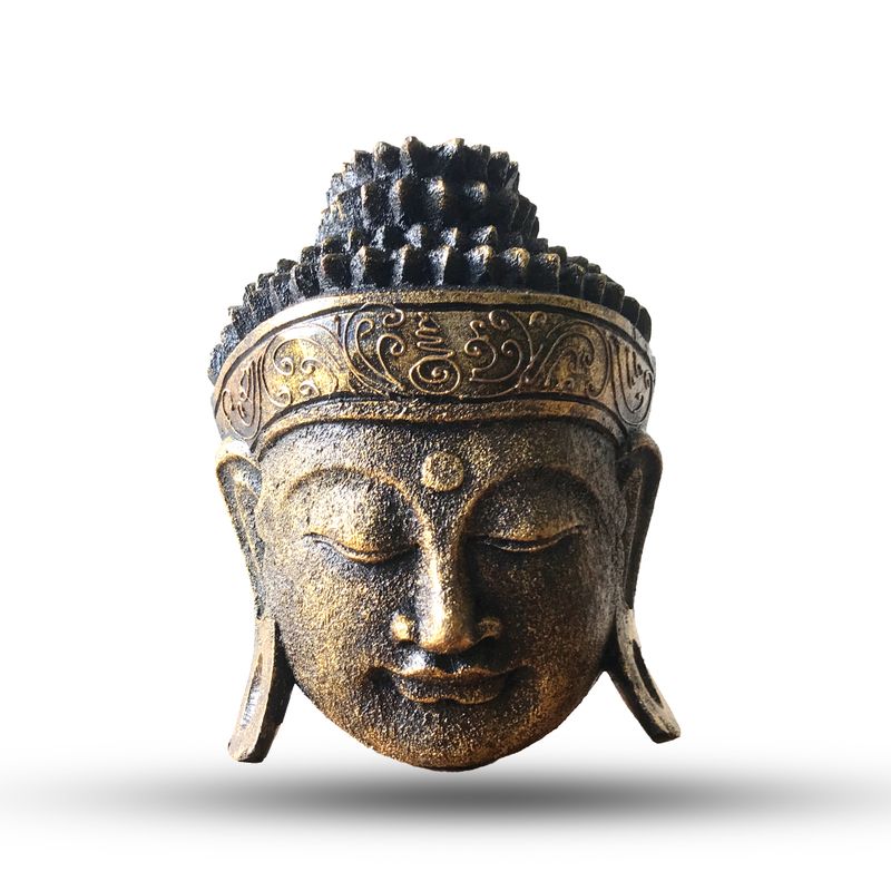 Tête de Bouddha Décoration d'Intérieur - 25 cm - Finition Doré Brillant