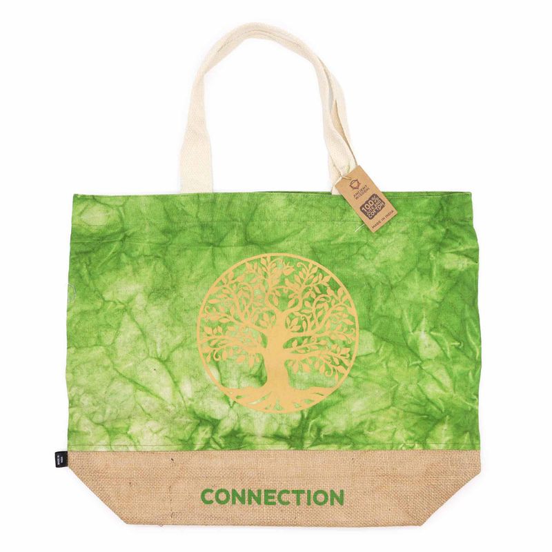 Sac 100% naturel - Vert délavé - Arbre de vie - Connexion