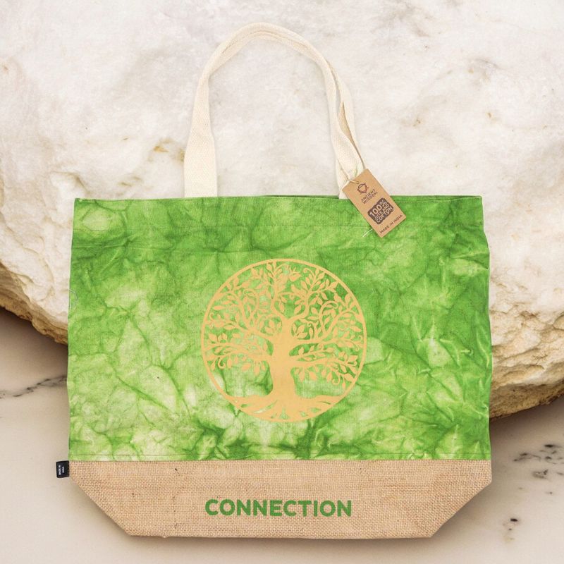 Sac 100% naturel - Vert délavé - Arbre de vie - Connexion