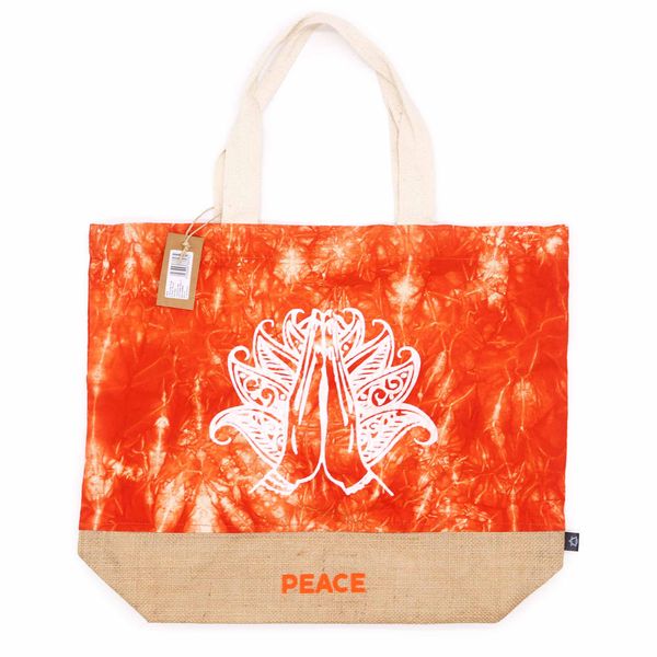 Sac 100% naturel - Orange délavé - Main Namaste - Paix