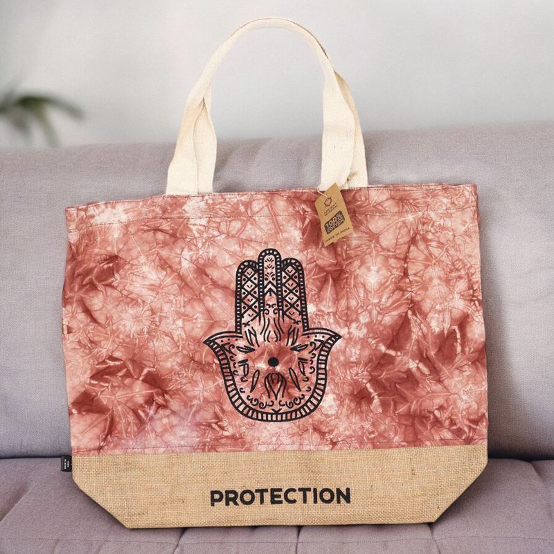 Sac 100% naturel - Terracotta délavé - Hamsa - Protection