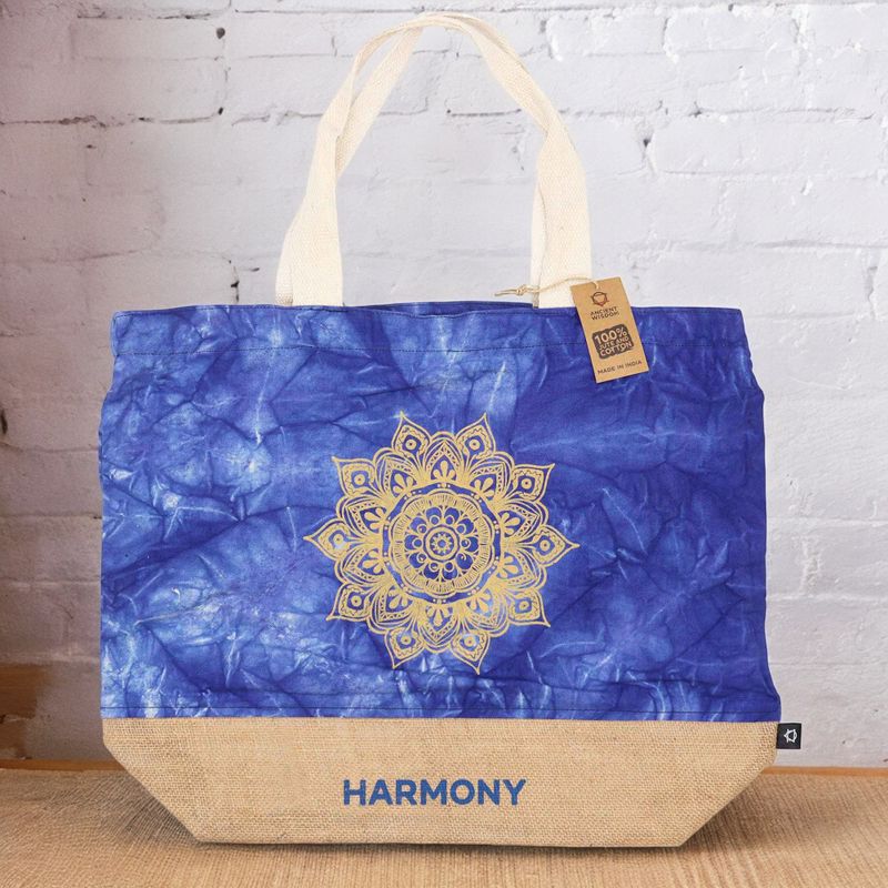 Sac 100% naturel - Bleu délavé - Mandala - Harmonie