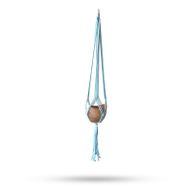 Suspension en macramé classique -  Pot Med  Bleu poudré