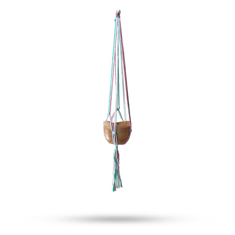 Suspension en macramé classique - Pot Med Terrasse Tons Pastel
