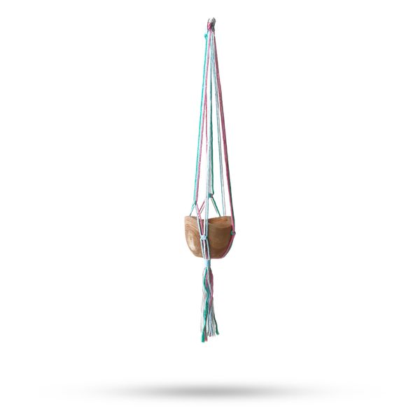 Suspension en macramé classique - Pot Med Terrasse Tons Pastel