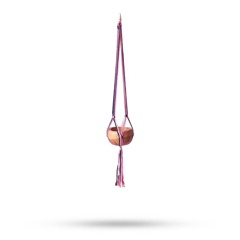 Suspension en macramé classique - Pot Med Salon Tons Pastel