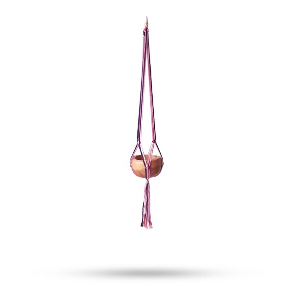 Suspension en macramé classique - Pot Med Salon Tons Pastel