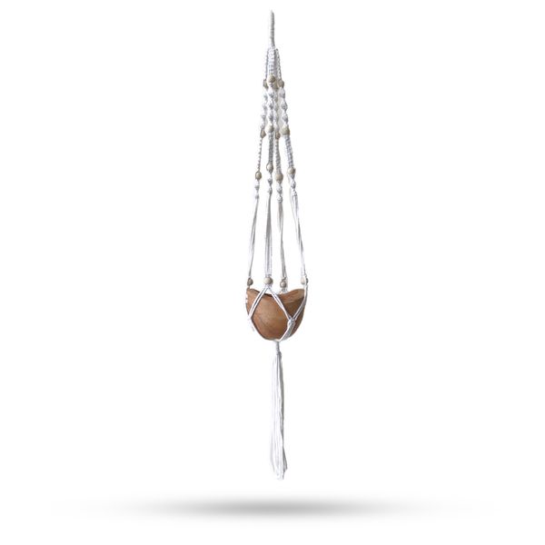 Suspension en macramé perlé - Naturel - 1 mètre