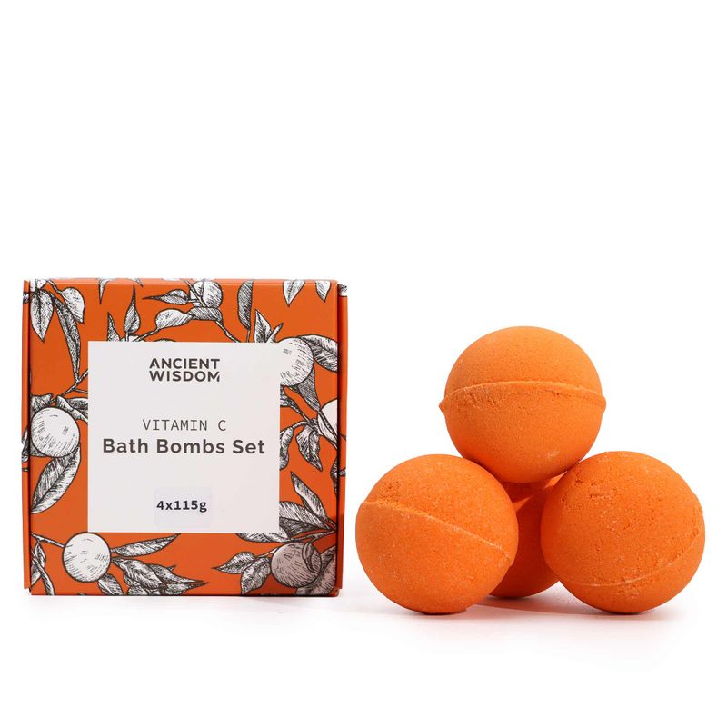 Coffret de bombes de bain à la vitamine C piquante – Quatuor d'aromathérapie