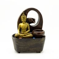 Fontaine d'Eau de Table - 21,5 cm - Bouddha Doré et Pots
