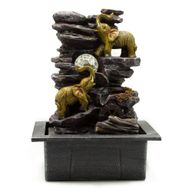 Fontaine à Eau de Table - 35 cm - Éléphants, Boule de Cristal et Roue à Eau