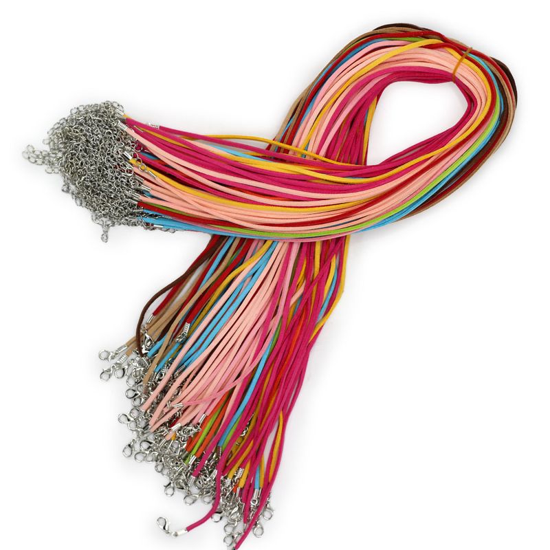 Packs de cordons de suspension en daim - 2,5 mm x 55 cm - Assortis (10 couleurs)