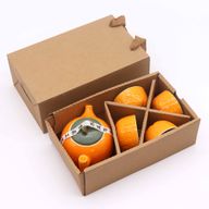 Ensemble de théière à base de plantes orange - Pot et quatre tasses