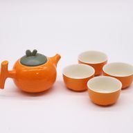 Ensemble de théière à base de plantes orange - Pot et quatre tasses