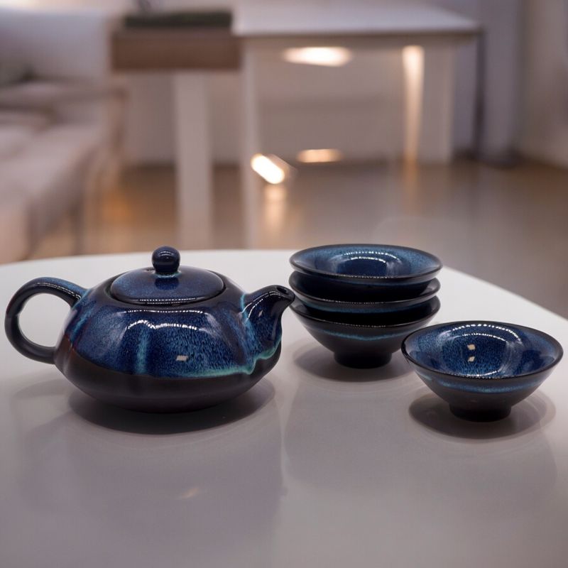 Ensemble de théière Herbal Blues - Pot et quatre tasses